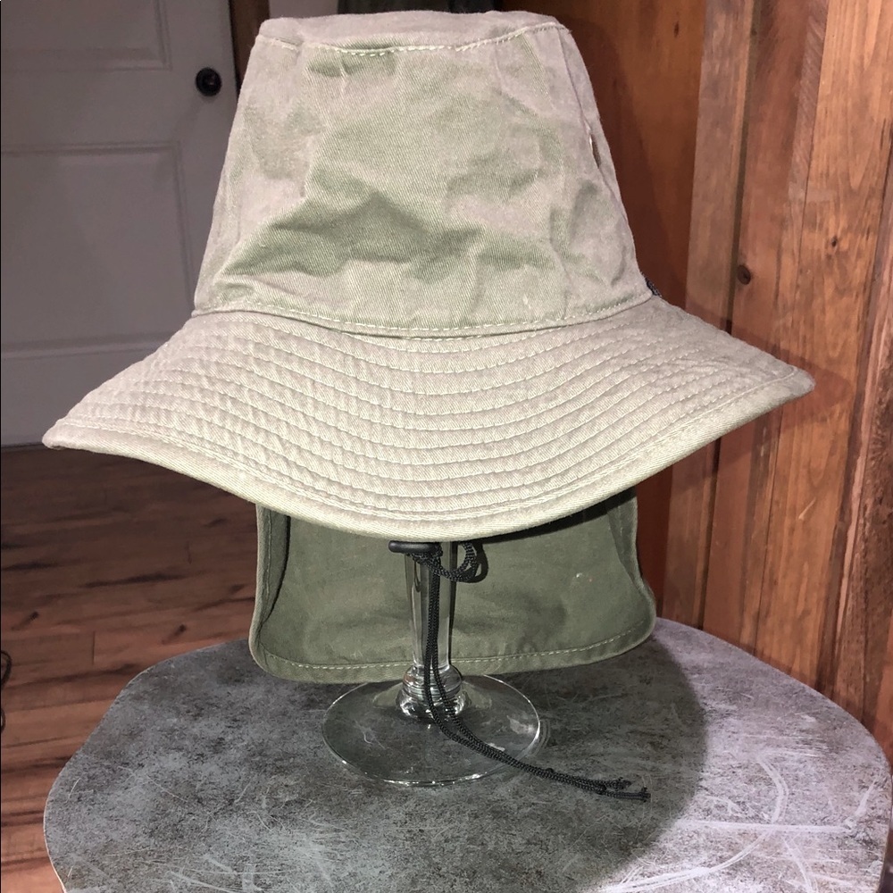 Bucket Sun hat with neck flap army green Size Large